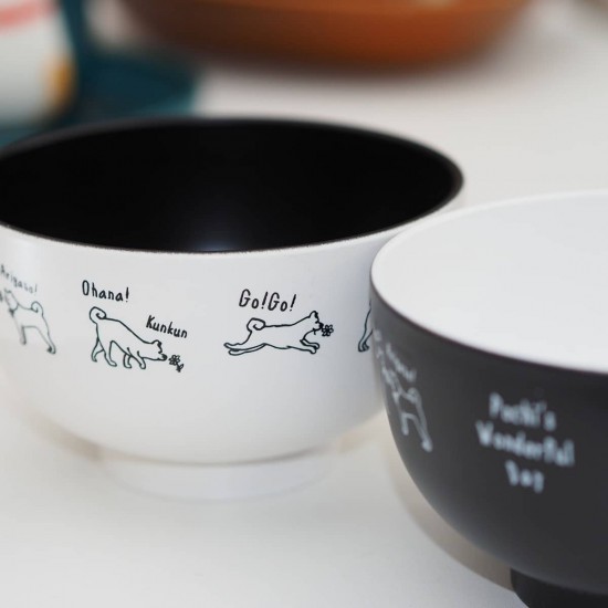 柴犬黑白膠飯碗