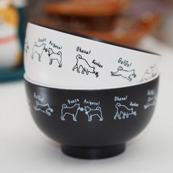 柴犬黑白膠飯碗